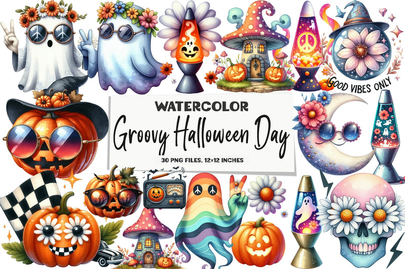Groovy Halloween Clipart Bundle - CraftNest - Digital Crafting and Art
