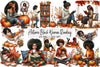 Autumn Black Woman Reading Clipart Bundle