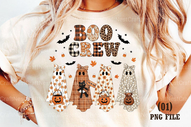Boo Crew Patchwork Ghost Clipart Bundle - CraftNest - Digital Crafting and Art