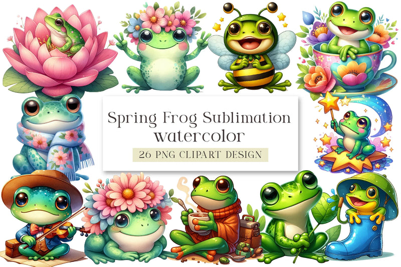 Spring Frog Clipart Bundle - CraftNest - Digital Crafting and Art