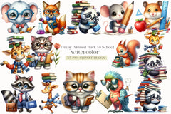 Funny Animal Back to School Clipart Bundle - CraftNest - Digital Crafting and Art