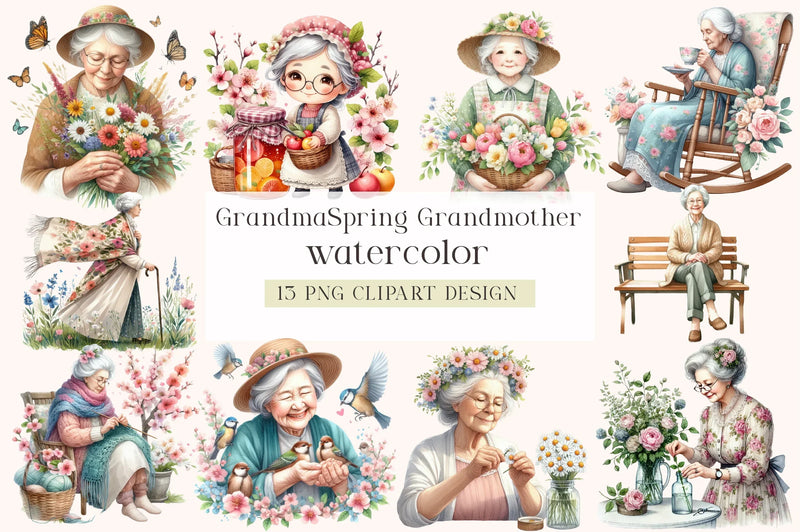 Grandma Spring Clipart Bundle - CraftNest - Digital Crafting and Art