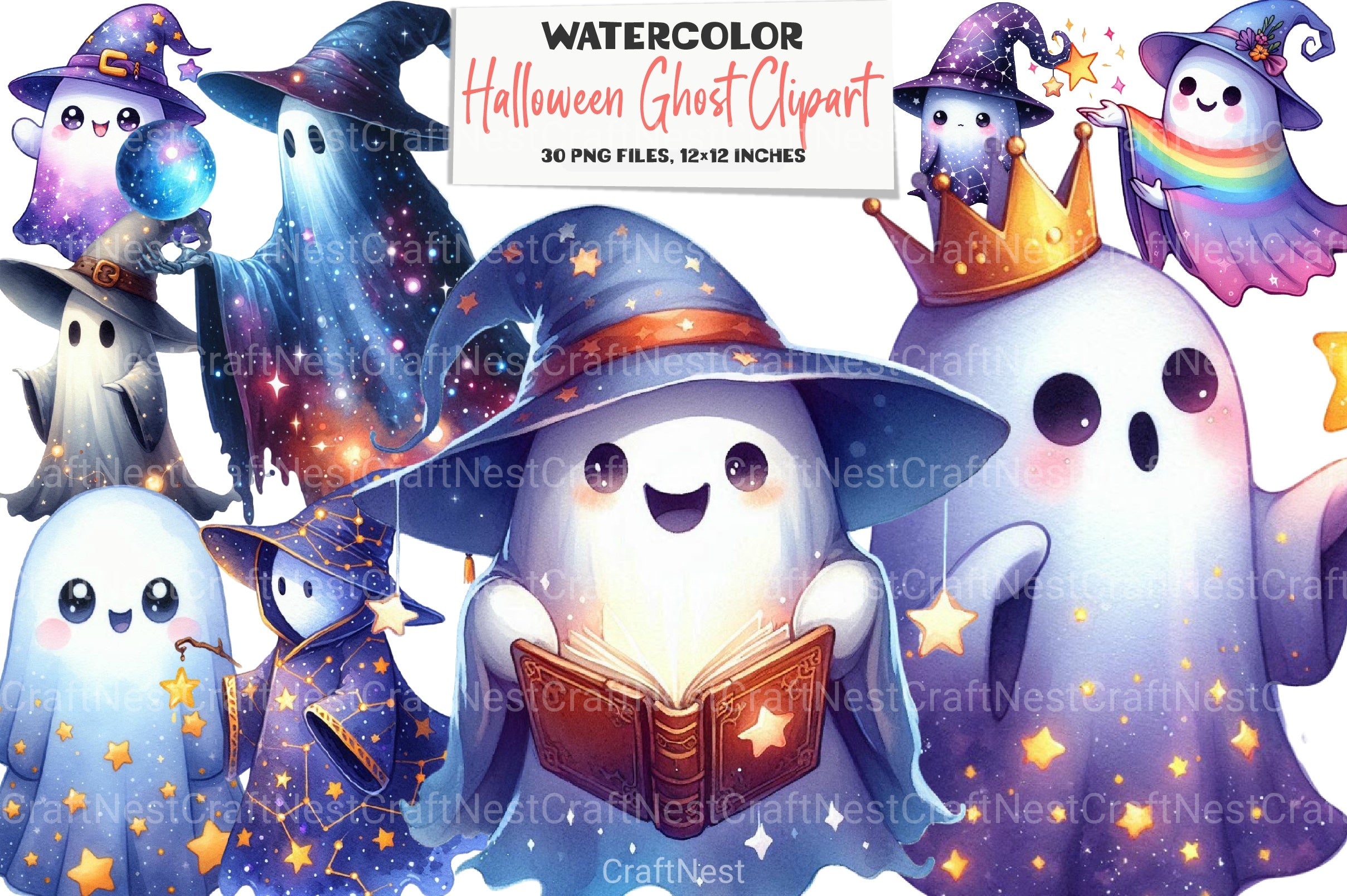 Halloween Ghost Clipart Bundle 33 - CraftNest - Digital Crafting and Art
