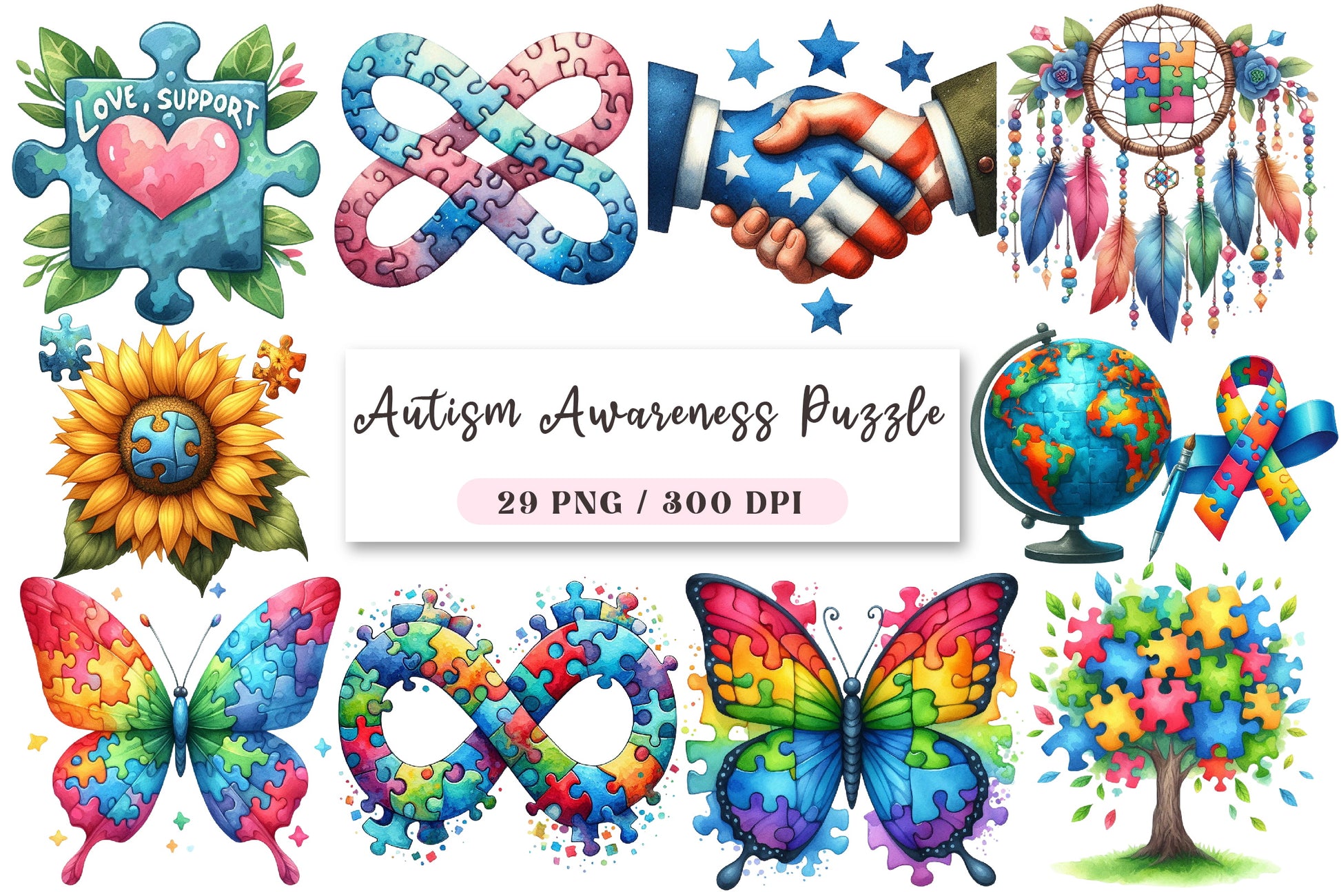 Autism Awareness Puzzle Clipart Bundle - CraftNest - Digital Crafting and Art