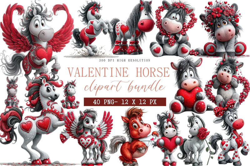 Valentine Horse Clipart Bundle - CraftNest - Digital Crafting and Art