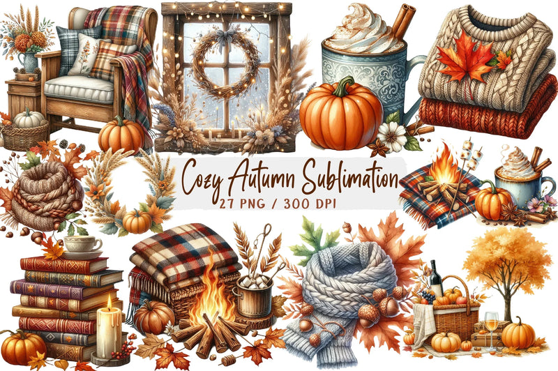 Cozy Autumn Clipart Bundle - CraftNest - Digital Crafting and Art