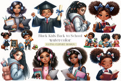 Black Kids Back to School Clipart Bundle - CraftNest - Digital Crafting and Art