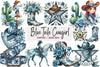 Blue Toile Cowgirl Clipart Bundle