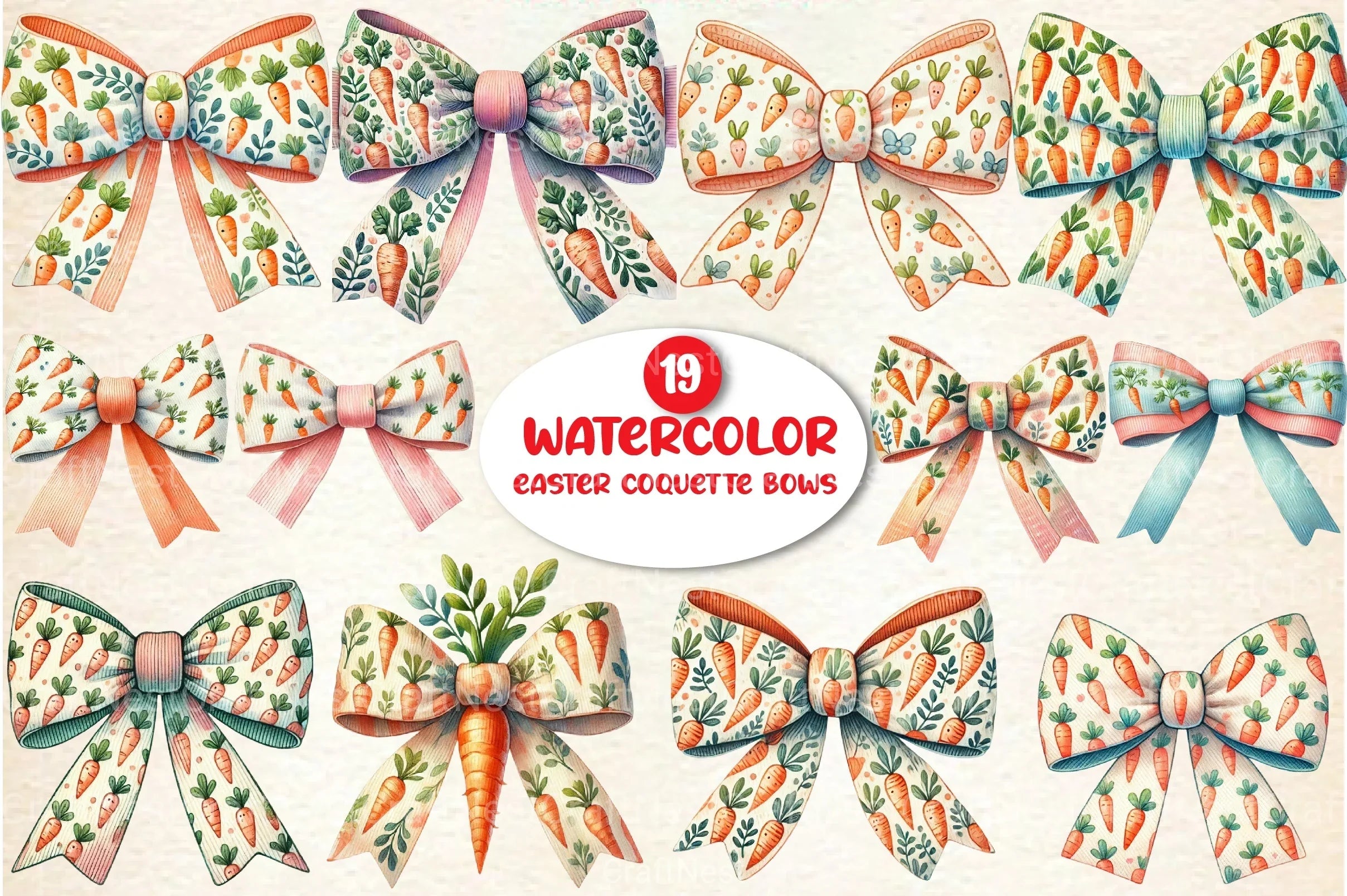 Easter Coquette Bows Clipart Bundle 4 - CraftNest - Digital Crafting and Art