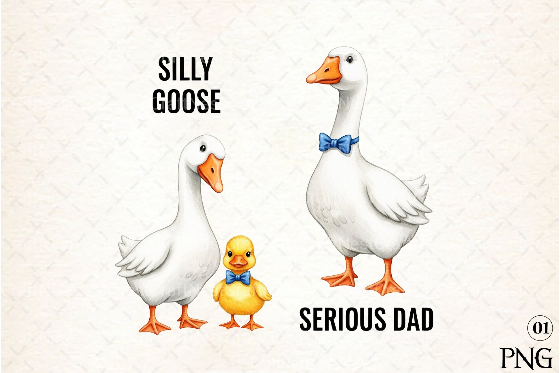 Bow Tie Goose Dad Cute Duo Clipart Bundle 66 - CraftNest - Digital Crafting and Art