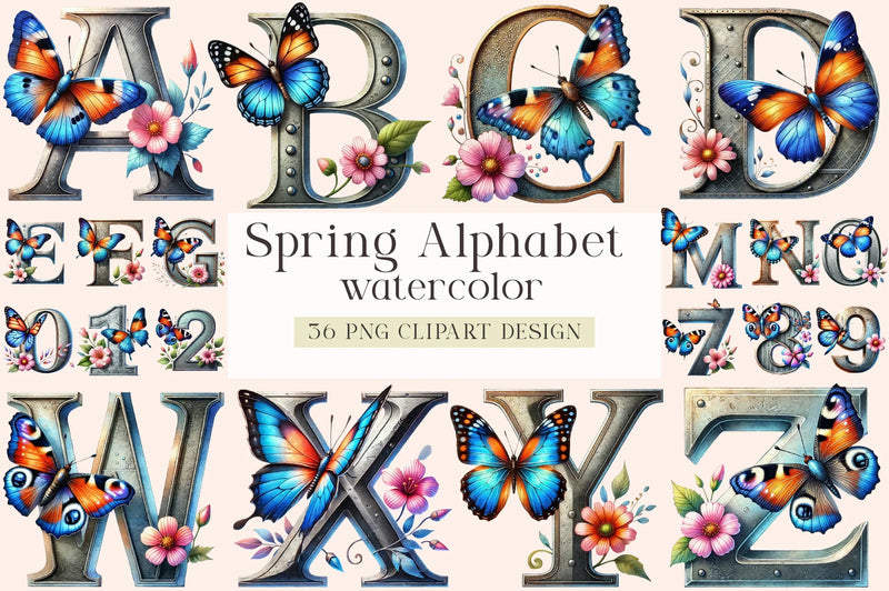 Spring Alphabet Clipart Bundle - CraftNest - Digital Crafting and Art