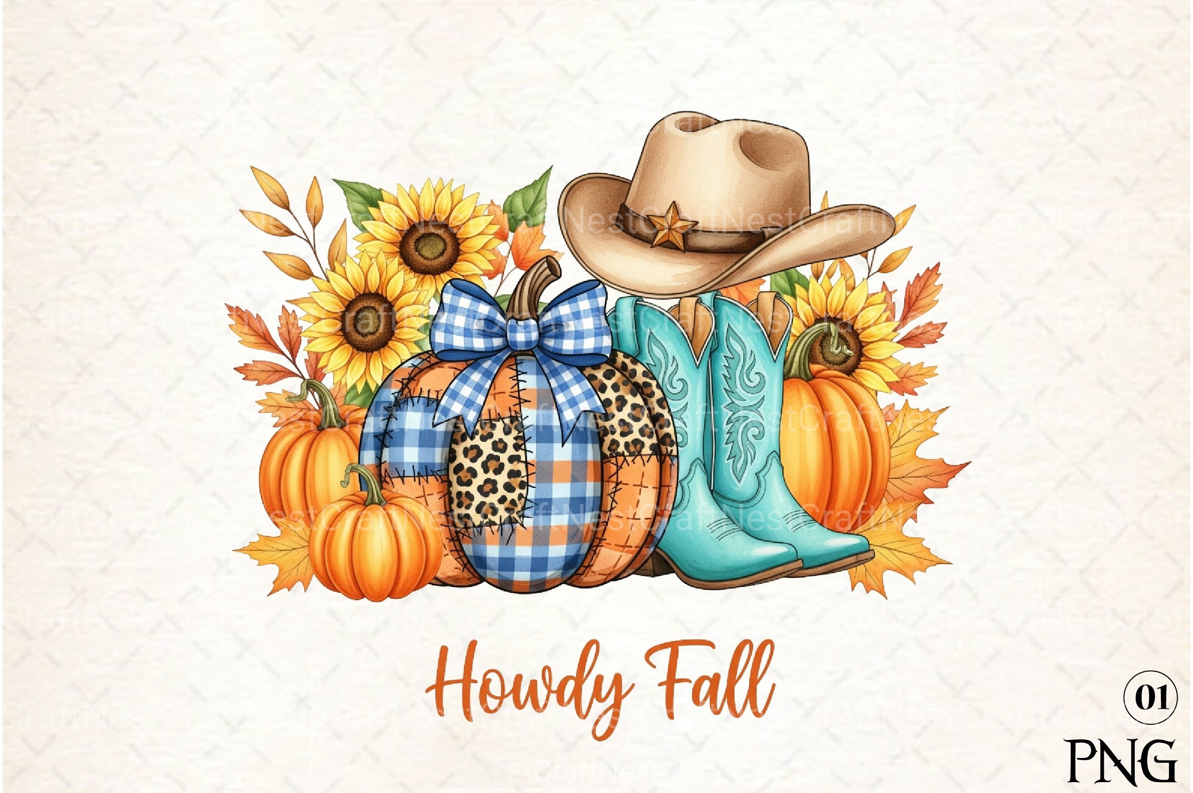 Howdy Fall Cowboy Boots Pumpkin Clipart Bundle - CraftNest - Digital Crafting and Art