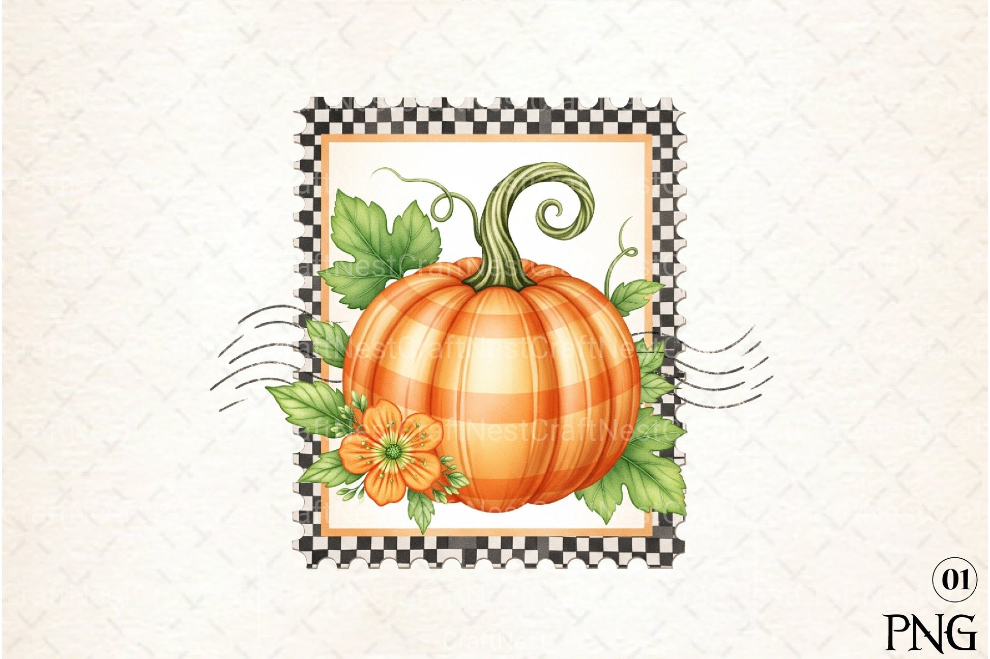 Pumpkin Postage Stamp Clipart Bundle 66 - CraftNest - Digital Crafting and Art
