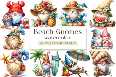 Beach Gnomes Clipart Collection Bundle - CraftNest - Digital Crafting and Art