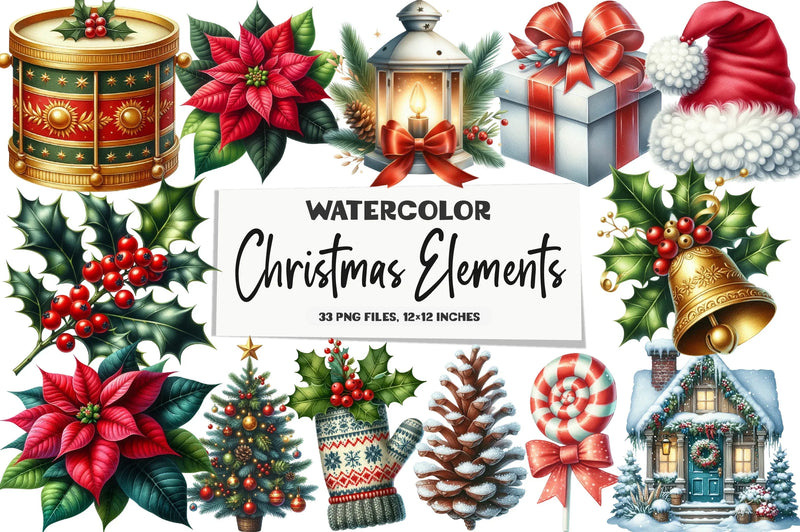 Christmas Elements Clipart Bundle - CraftNest - Digital Crafting and Art