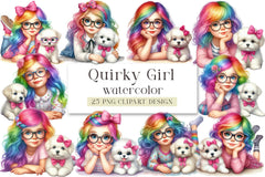 Quirky Girl Cute Whimsical Clipart Bundle - CraftNest - Digital Crafting and Art