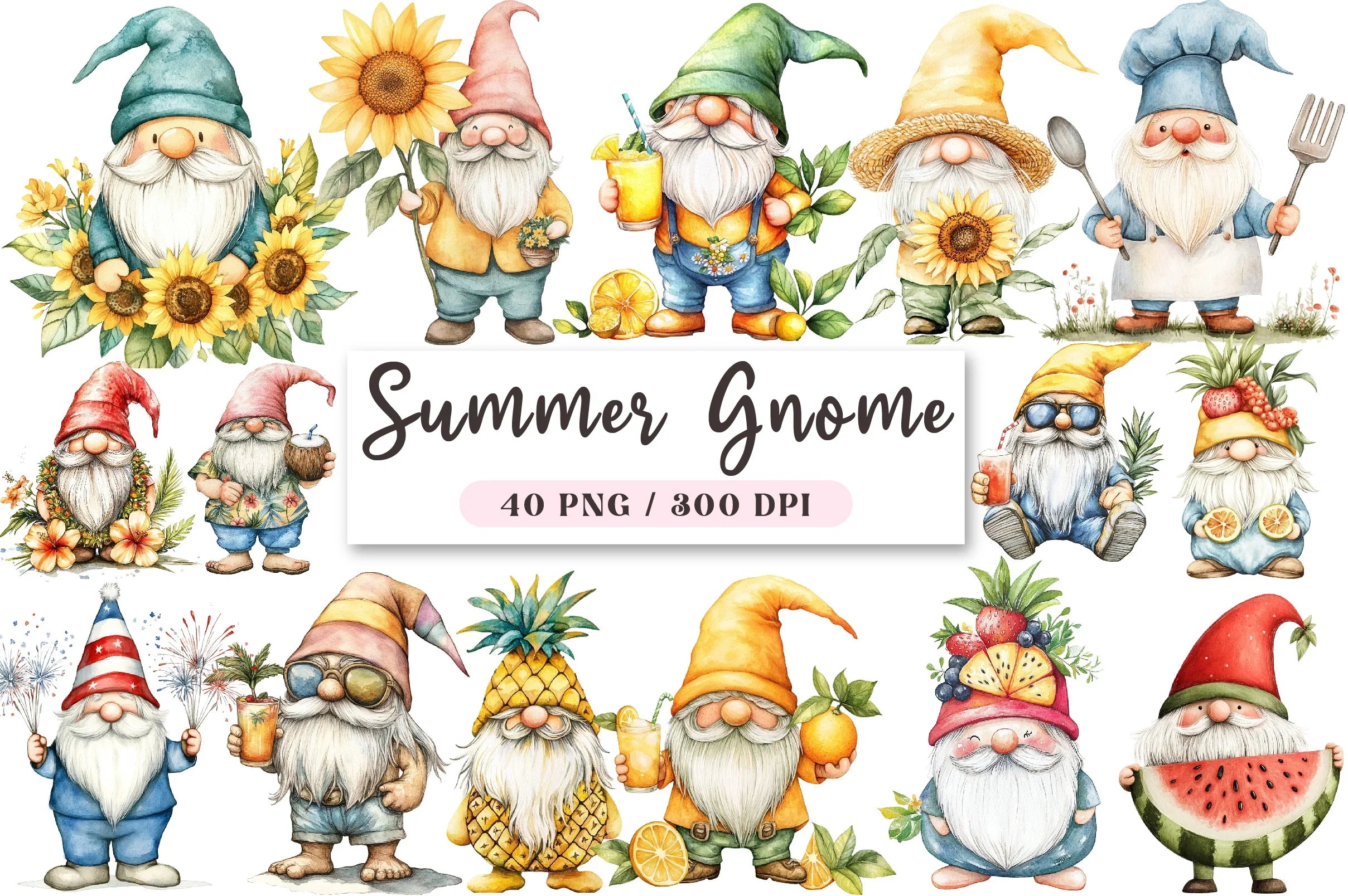 Summer Gnome Clipart Bundle - CraftNest - Digital Crafting and Art