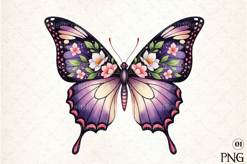 Purple Butterfly Clipart Bundle 99 - CraftNest - Digital Crafting and Art