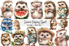 Summer Hedgehog Clipart Bundle - CraftNest - Digital Crafting and Art