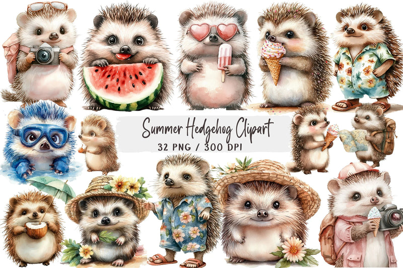 Summer Hedgehog Clipart Bundle - CraftNest - Digital Crafting and Art