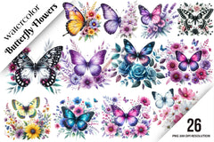 Butterfly Flowers Clipart Bundle - CraftNest - Digital Crafting and Art