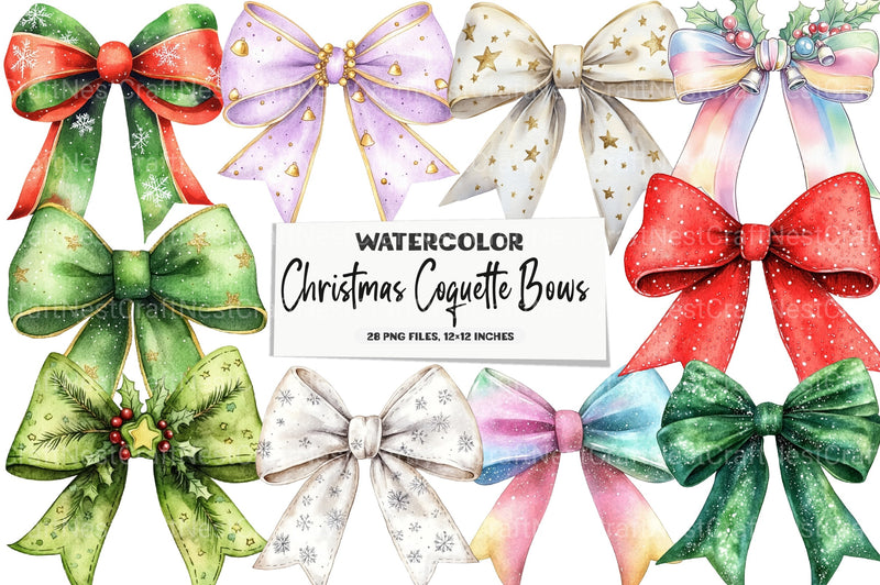 Christmas Coquette Bows Clipart Bundle - CraftNest - Digital Crafting and Art