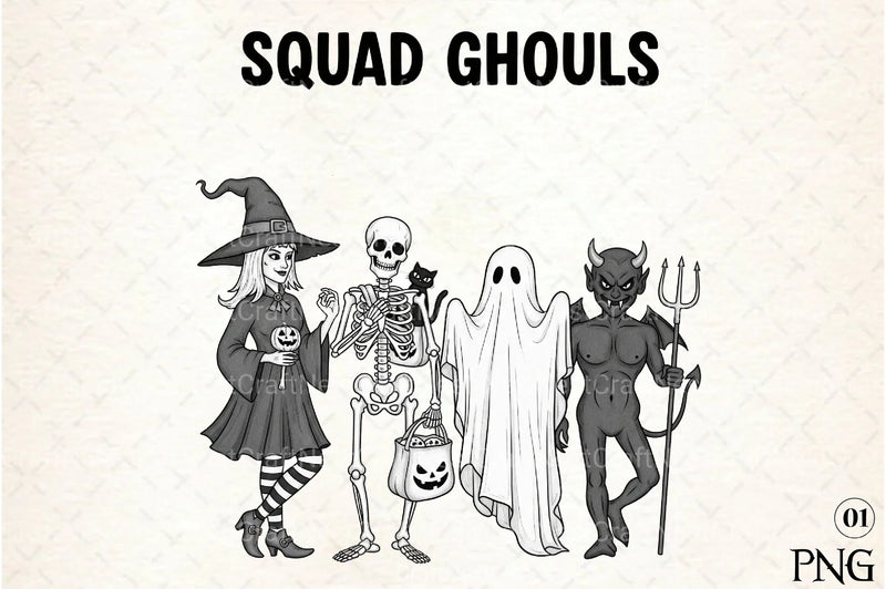 Vintage Halloween Witch Squad Ghouls Clipart Bundle - CraftNest - Digital Crafting and Art