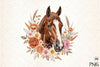 Brown Boho Floral Horse Clipart Bundle