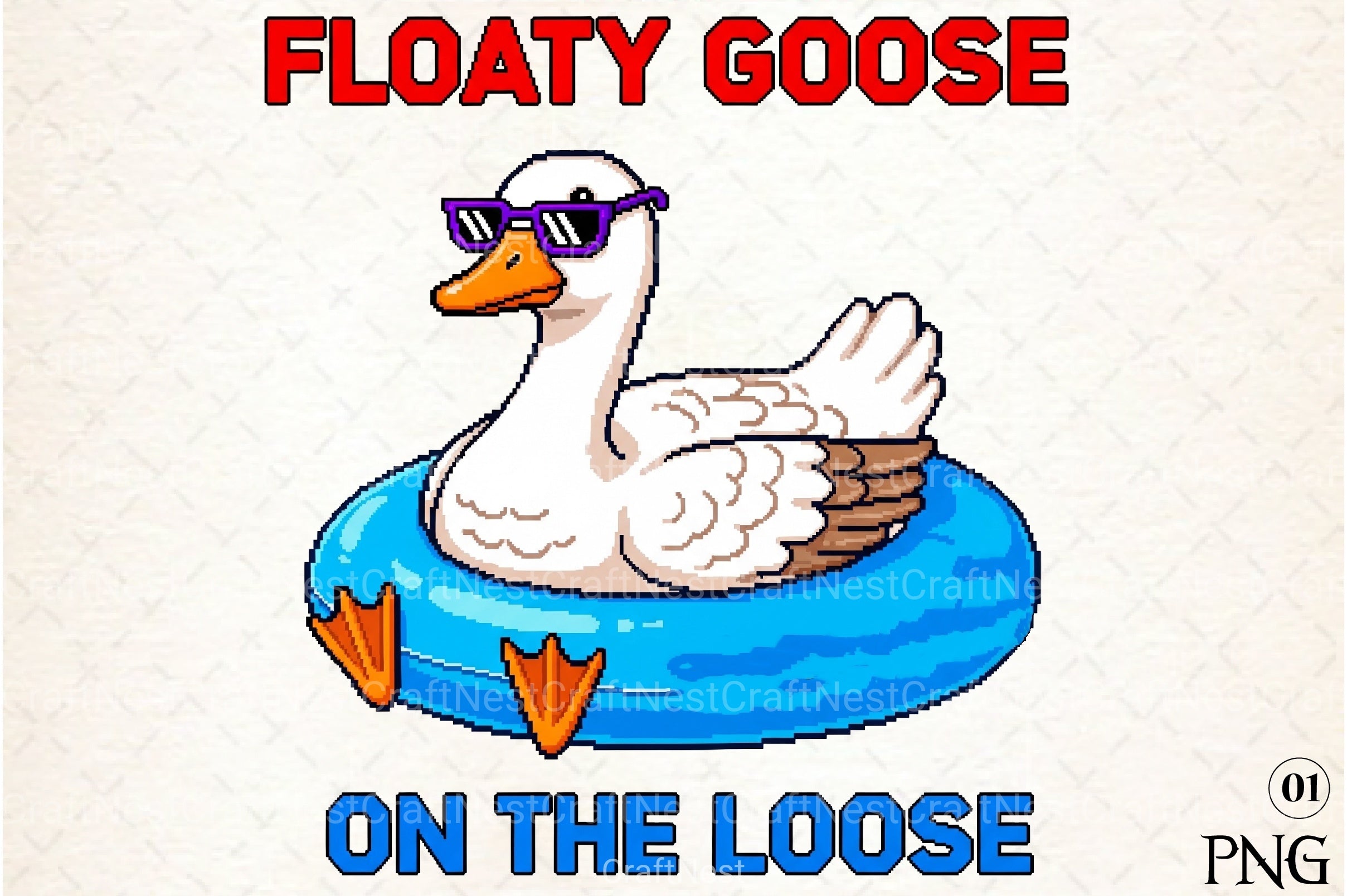 Blocky Style Funny Summer Goose Clipart Bundle 1 - CraftNest - Digital Crafting and Art