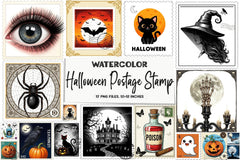 Halloween Postage Stamp Clipart Bundle - CraftNest - Digital Crafting and Art