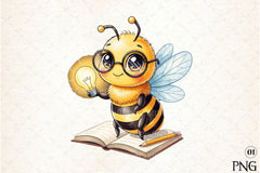 Back to School Bee Clipart Bundle 1 - CraftNest - Digital Crafting and Art