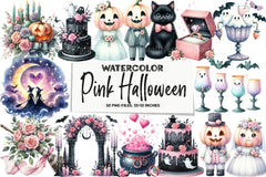 Pink Halloween Witch Wedding Clipart Bundle 17 - CraftNest - Digital Crafting and Art