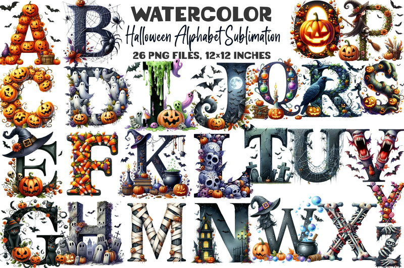 Halloween Alphabet Clipart Bundle - CraftNest - Digital Crafting and Art