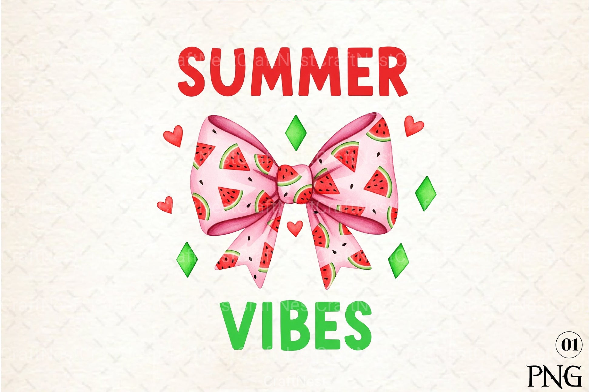 Summer Vibes Watermelon Bow Clipart Bundle - CraftNest - Digital Crafting and Art