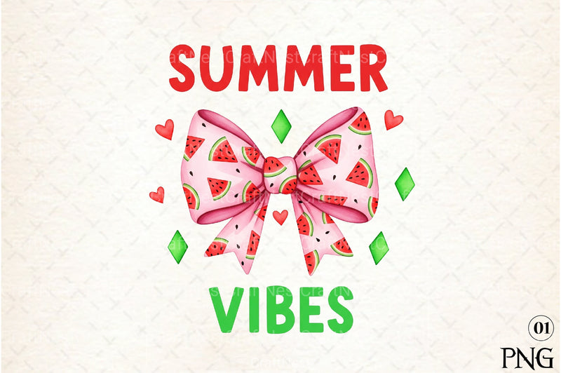 Summer Vibes Watermelon Bow Clipart Bundle - CraftNest - Digital Crafting and Art
