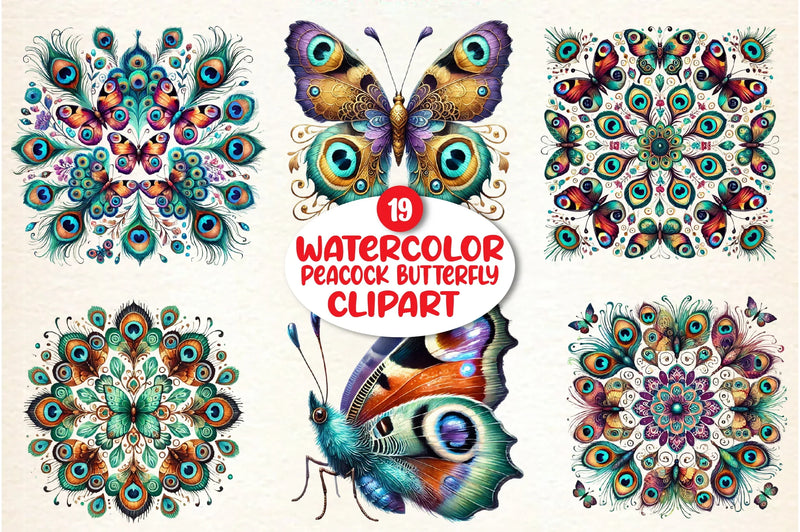 Peacock Butterfly Clipart Bundle - CraftNest - Digital Crafting and Art