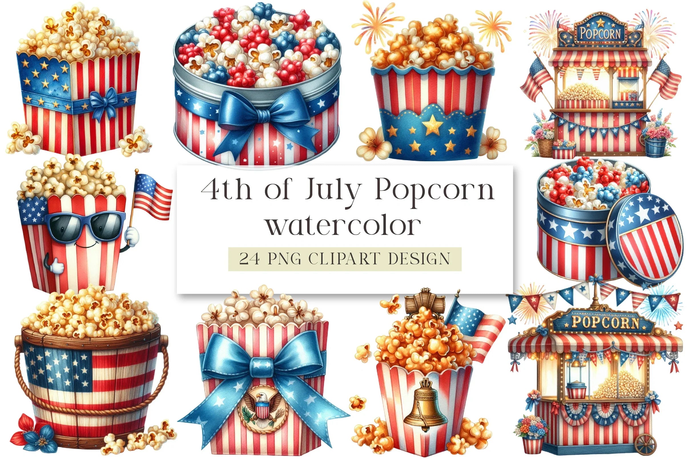 4th of July Popcorn Clipart Bundle - CraftNest - Digital Crafting and Art
