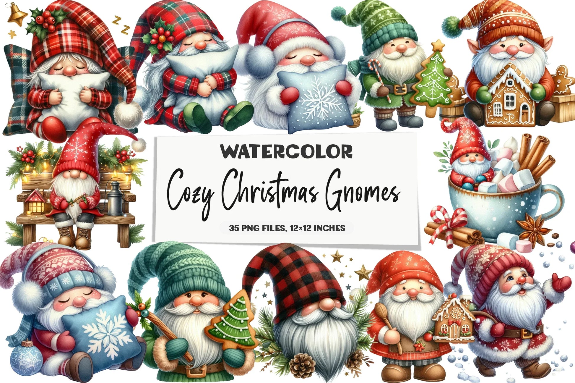 Cozy Christmas Gnomes Clipart Bundle - CraftNest - Digital Crafting and Art