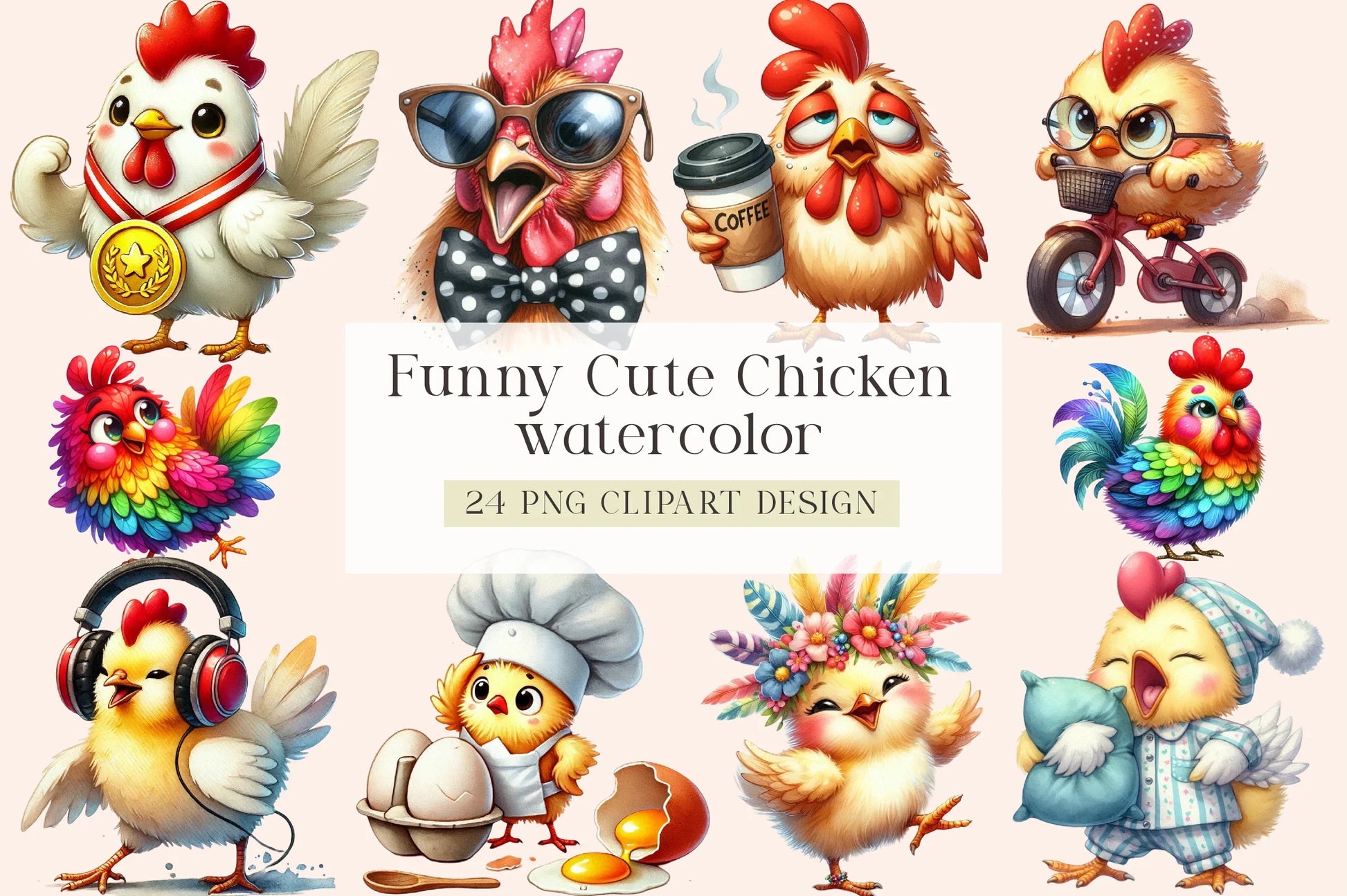 Funny Chicken Crazy Clipart Bundle - CraftNest - Digital Crafting and Art