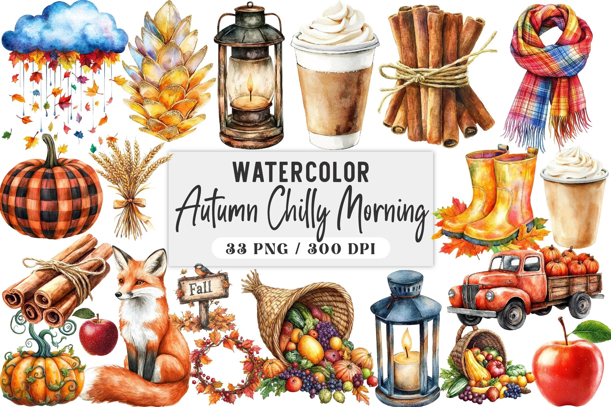 Autumn Chilly Morning Clipart Bundle - CraftNest - Digital Crafting and Art