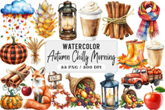 Autumn Chilly Morning Clipart Bundle - CraftNest - Digital Crafting and Art