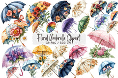 Floral Umbrella Clipart Bundle - CraftNest - Digital Crafting and Art