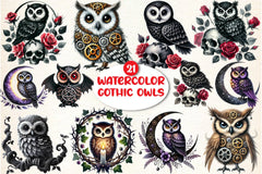 Gothic Owls Clipart Bundle - CraftNest - Digital Crafting and Art