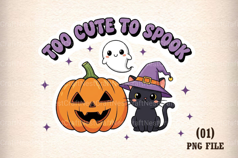 Cute Spook Halloween T-Shirt & Sticker Clipart Bundle - CraftNest - Digital Crafting and Art
