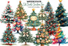 Cute Doodle Christmas Tree Clipart Bundle