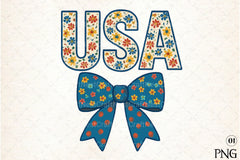 USA 4th of July Coquette Bow Flowers Clipart Bundle - CraftNest - Digital Crafting and Art