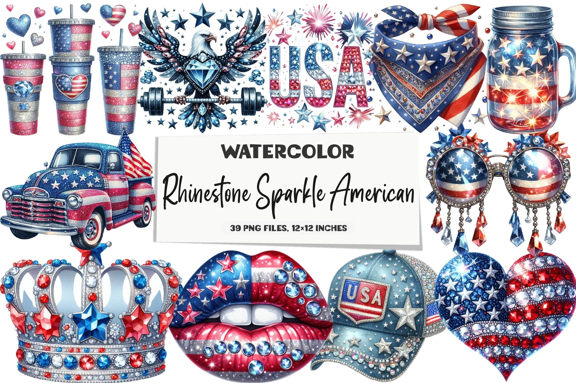 Rhinestone Sparkle American Clipart Bundle - CraftNest - Digital Crafting and Art