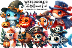 Cute Halloween Fish Clipart Bundle - CraftNest - Digital Crafting and Art