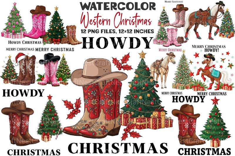 Western Christmas Clipart Bundle 99 - CraftNest - Digital Crafting and Art