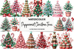 Peppermint Christmas Trees Clipart Bundle - CraftNest - Digital Crafting and Art